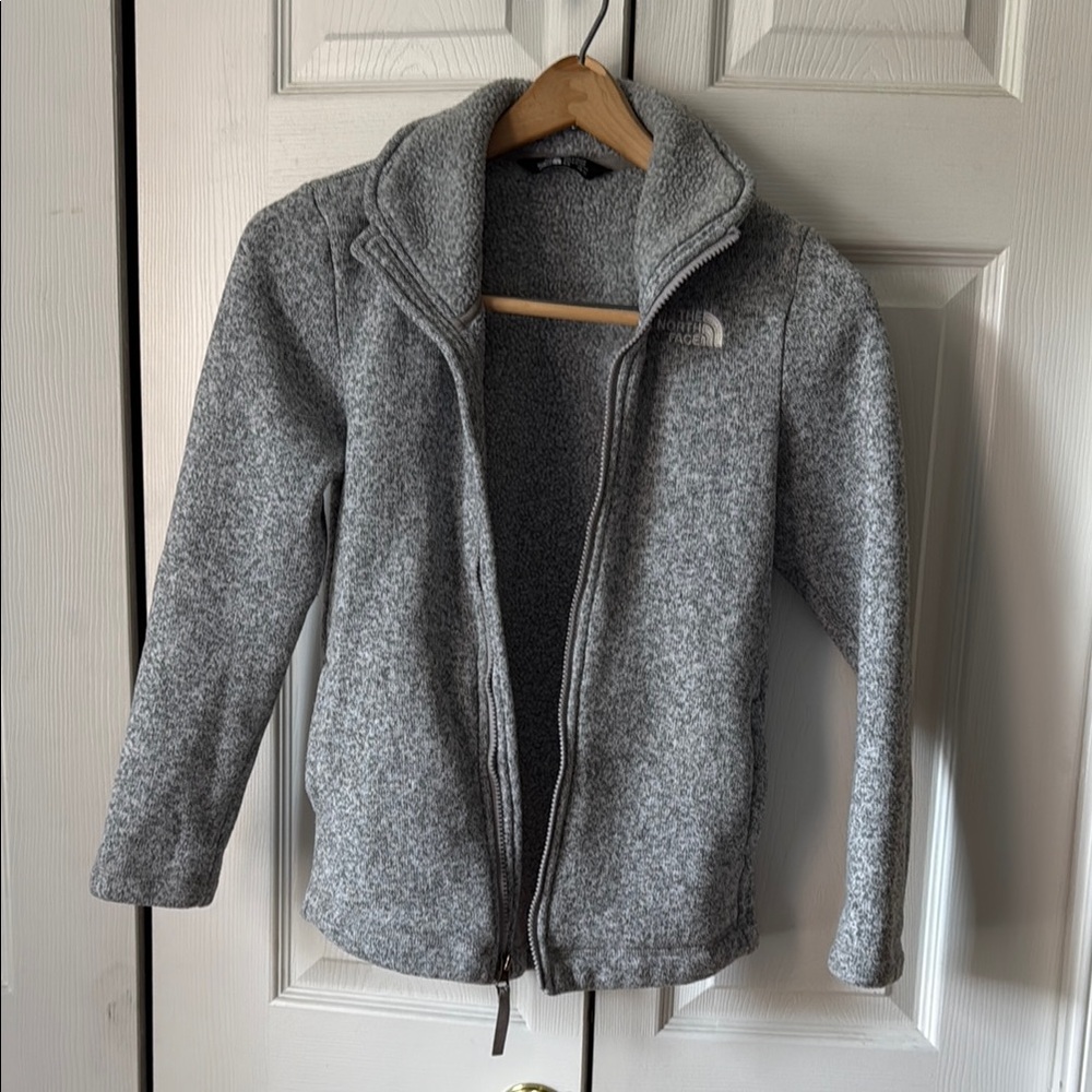 The North Face Gray Heather Fleece Jacket Full-Zip Casual